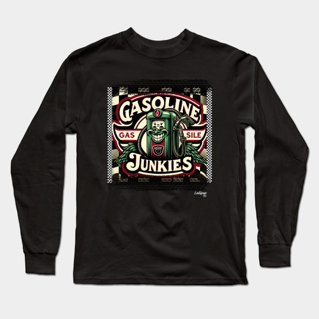 HotRod - Vintage Retro : Racing-Ready Gasoline Distributor Long Sleeve T-Shirt by LollipopINC